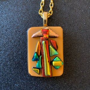 Shiny on Pumpkin Glass Necklace